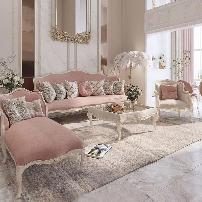 法式轻奢实木沙发客厅宫廷雕花三人沙发新古典贵妃欧式家具组合
