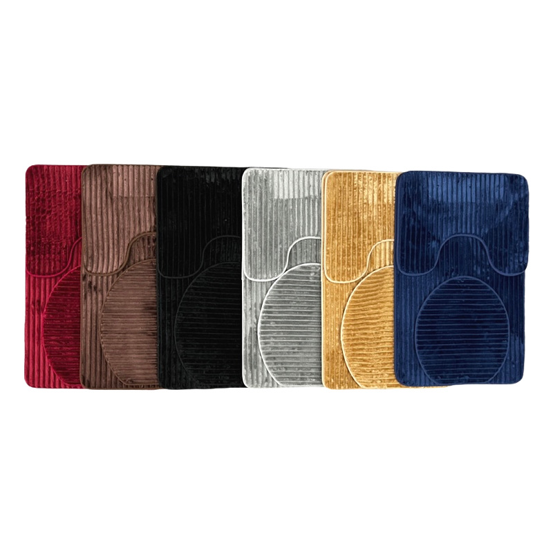 cross-border flannel strip three-piece floor mat toilet toilet carpet combination non-slip quick-drying mat factory