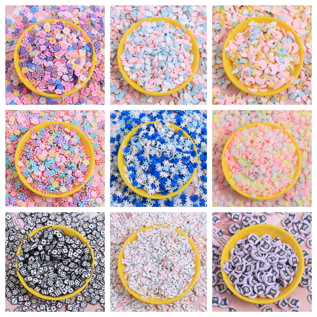 新款10g装软陶片圣诞节雪花奶油胶diy饰品蛋糕糖粒装饰美甲配件