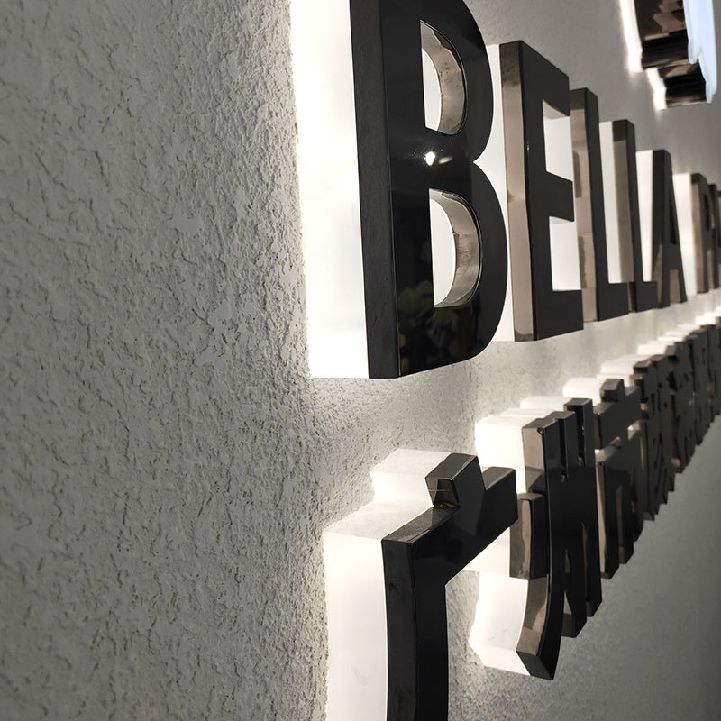 金属背光字树脂发光字迷你3d通体字高亮金属led发光字港式树脂字