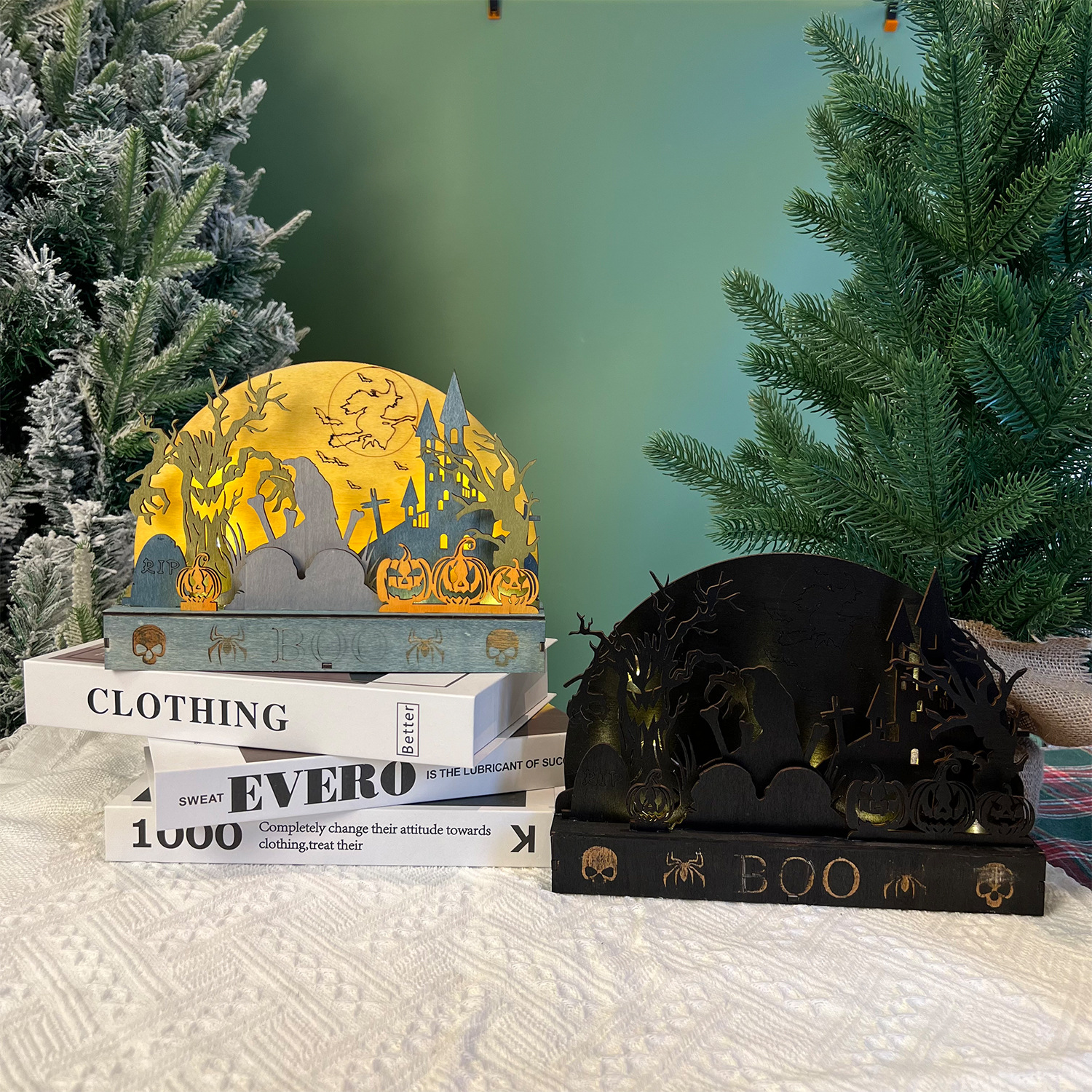 新款万圣节派对装饰品桥灯LED摆件鬼魂南瓜摆饰万圣节装饰用品