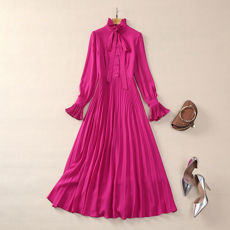 法式优雅2024年春夏季走秀新款印花长裙子名媛女神范高级感连衣裙