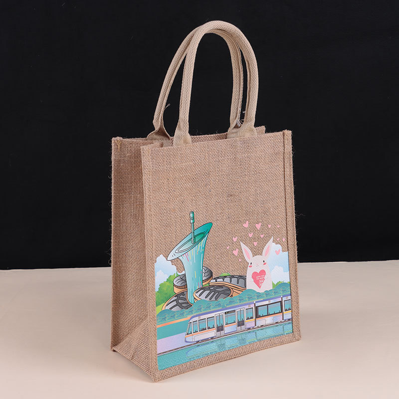 Customized Singed Printing Linen Handbag Hand-Holding Gift Bag Film Waterproof Large Capacity Shopping Bag Gift Bag