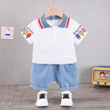 儿童洋气夏装短袖套装新款韩版童装男童夏季t恤短裤两件套1-4岁潮