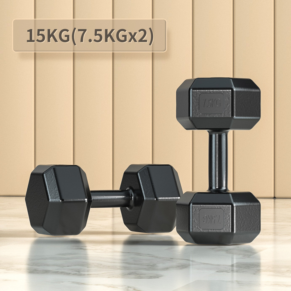 Muxin Dumbbell Men's Fitness Household Equipment Building up Arm Muscles Pairs of Plastic Coated Hexagonal Dumbbell Suit Wholesale