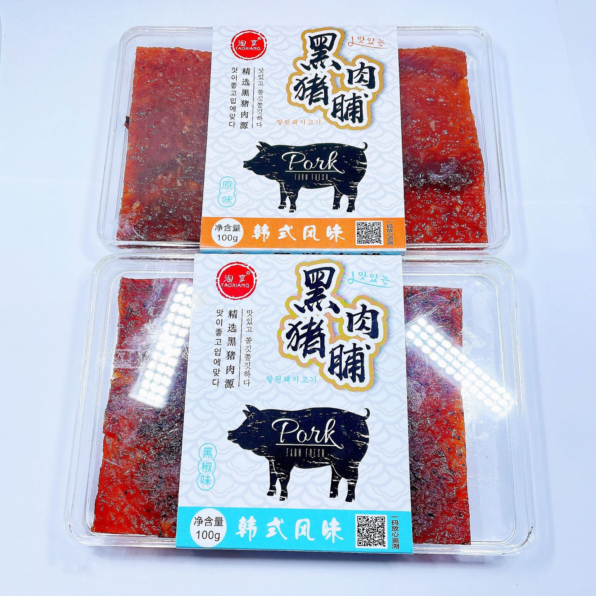 淘享黑猪肉条肉片肉脯原味黑椒味香辣味休闲零食1件30盒1盒100克
