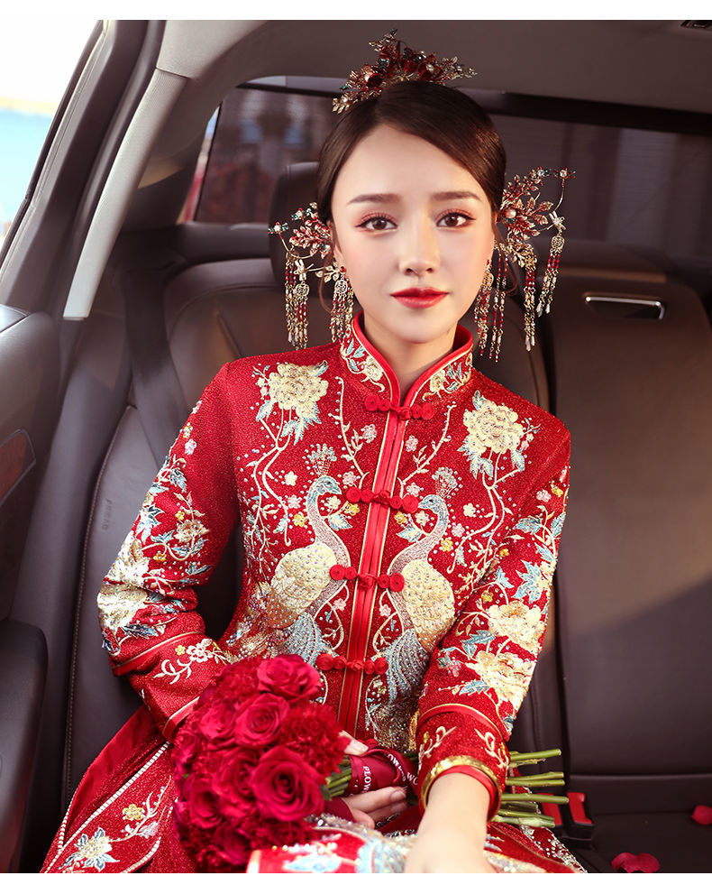 唐装女1秀禾服新款结婚礼服新娘敬酒服龙凤褂中式嫁衣禾服秋冬季