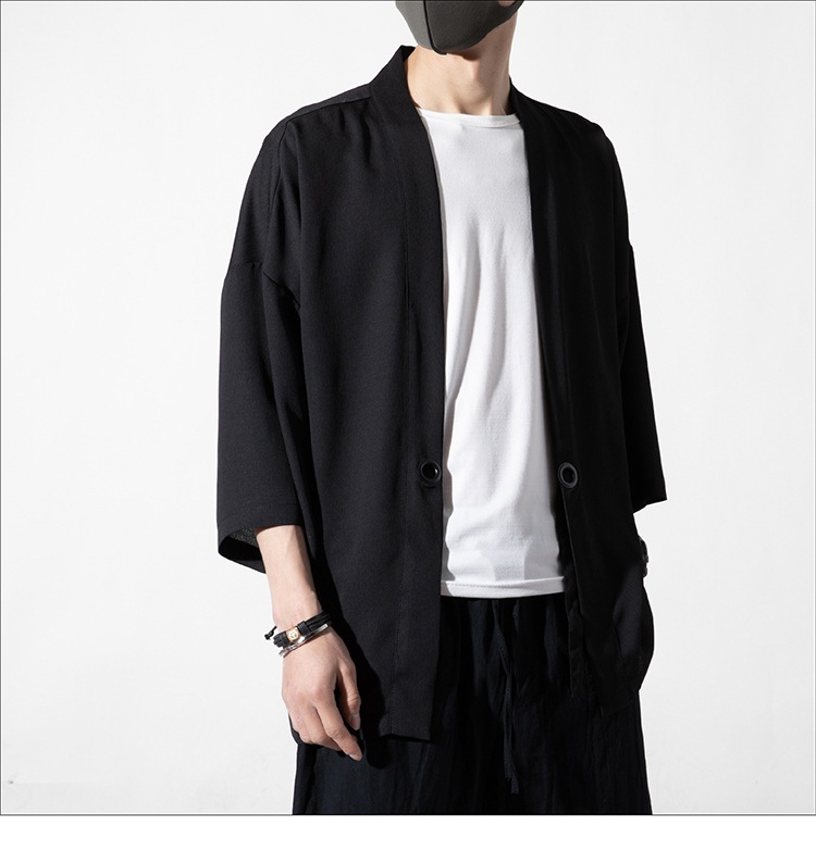 日系复古道袍开衫和服羽织中国风古风仙气汉服七分袖防晒衬衣外套