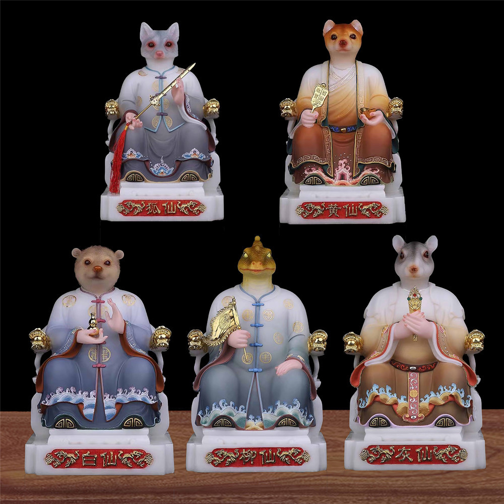 五大家族家像胡黄白柳灰真身汉白玉树脂神像供奉摆件佛像厂家批发