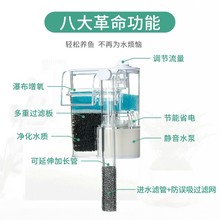 鱼缸过滤器小型循环泵三合一净水瀑布增氧静音家用壁挂式