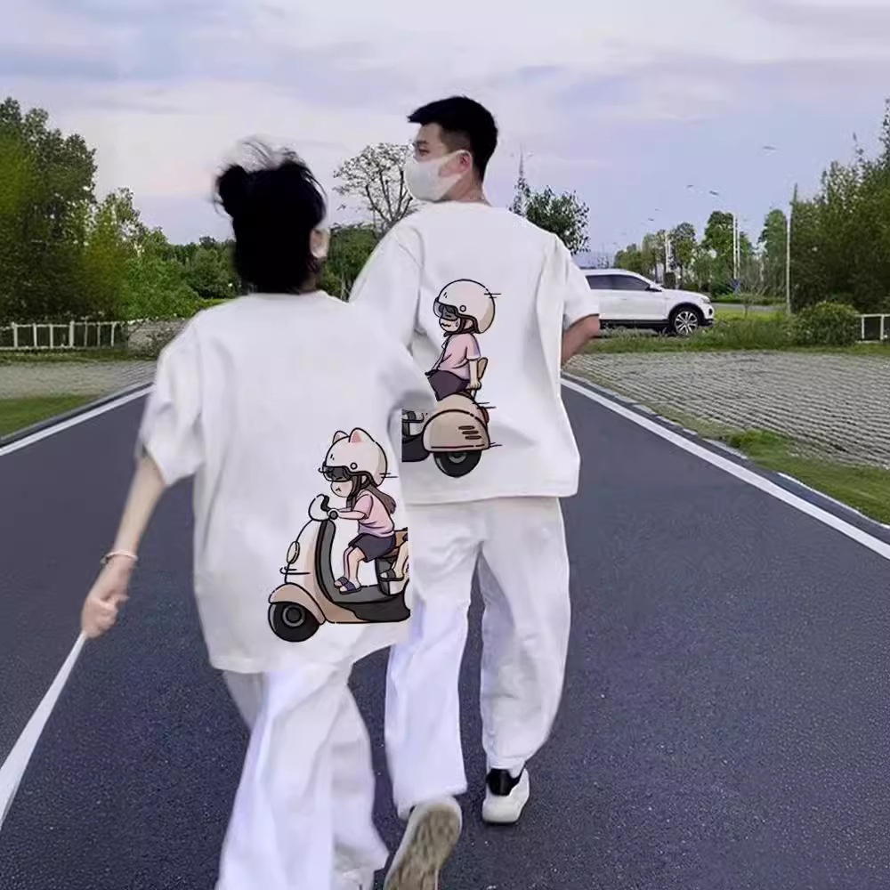 不一样的情侣装短袖t恤2024新款夏季潮牌小众高级感纯棉网红套装