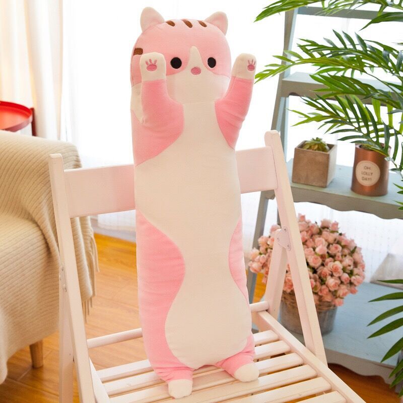 Foreign Trade Strip Cat Doll Pillow for Girls Sleeping Plush Toy Doll Large Doll Cross-Border Printed Logo