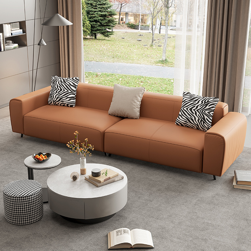 真皮沙发头层牛皮北欧现代客厅直排三四人位沙发意式极简皮艺沙发