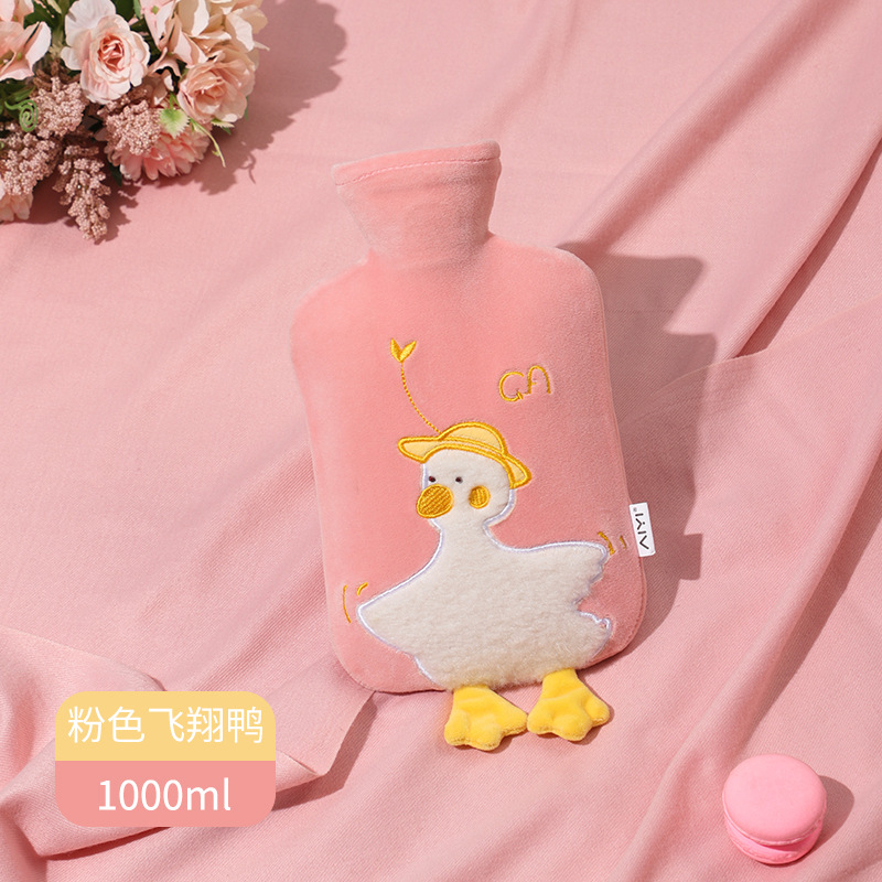 Hot Water Bag Water Injection Student Portable Cute Plastic Student Dormitory Warm Water Bag Plush Warm Belly Cartoon Female