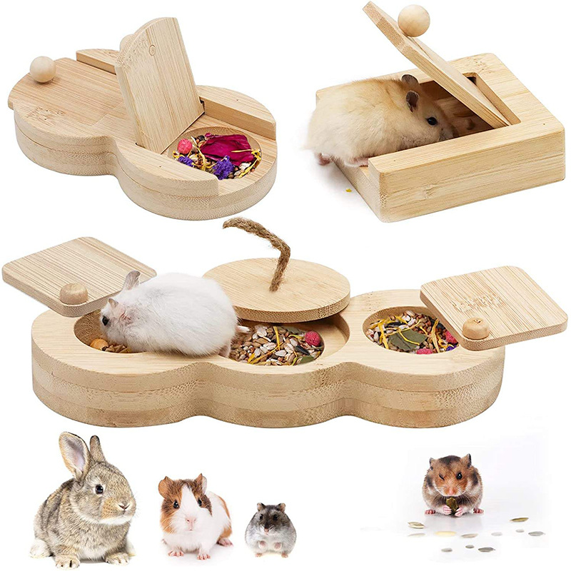 New Wooden Totoro Feeder Domestic Pet Snack Toy Hamster Foraging Toy Source Manufacturer Production