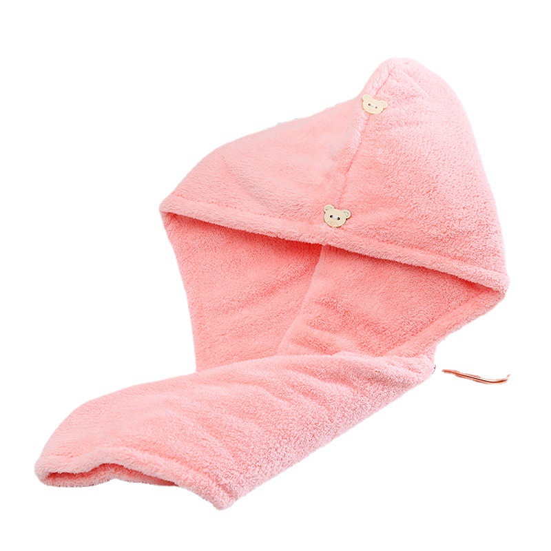 Thick High-Density Coral Fleece Hair-Drying Cap Absorbent Bath Cap Covered Edge Hair Drying Towel Quick-Drying Autumn and Winter Headcloth Wholesale