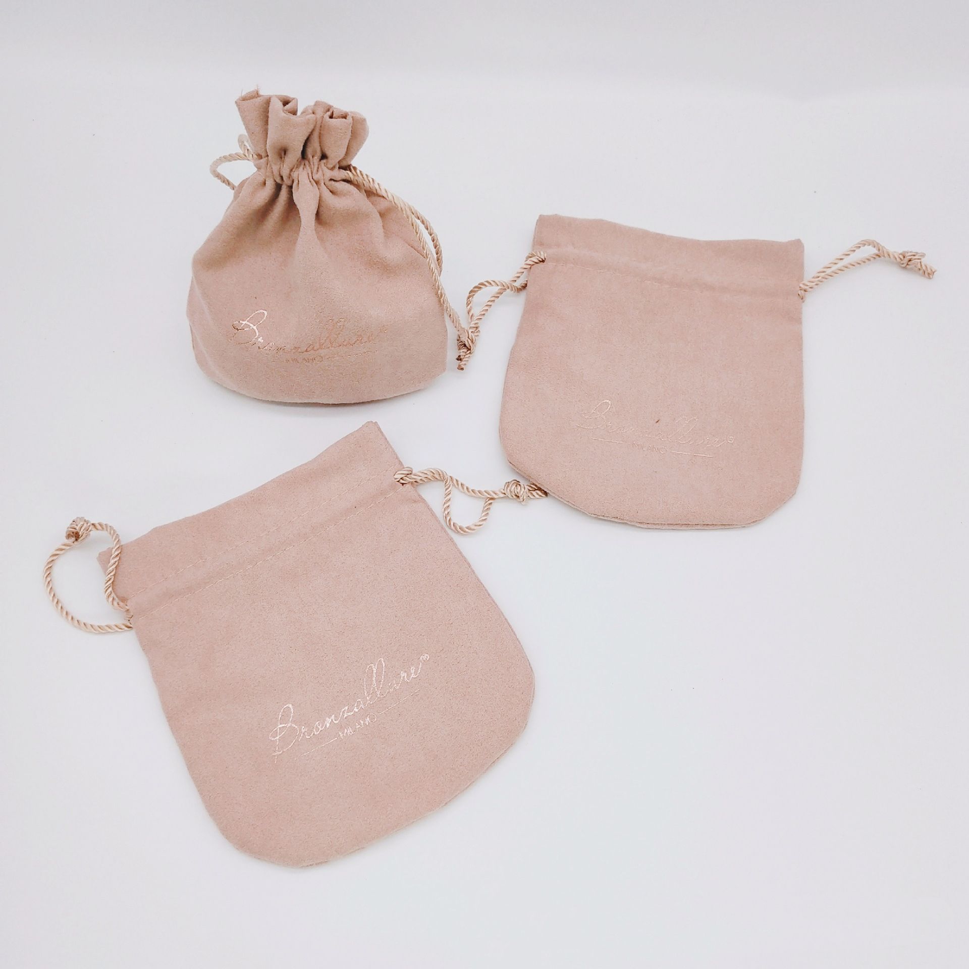 工厂直销粉色双面绒笔束口袋 移动电源耳机防尘包装袋 首饰绒布袋