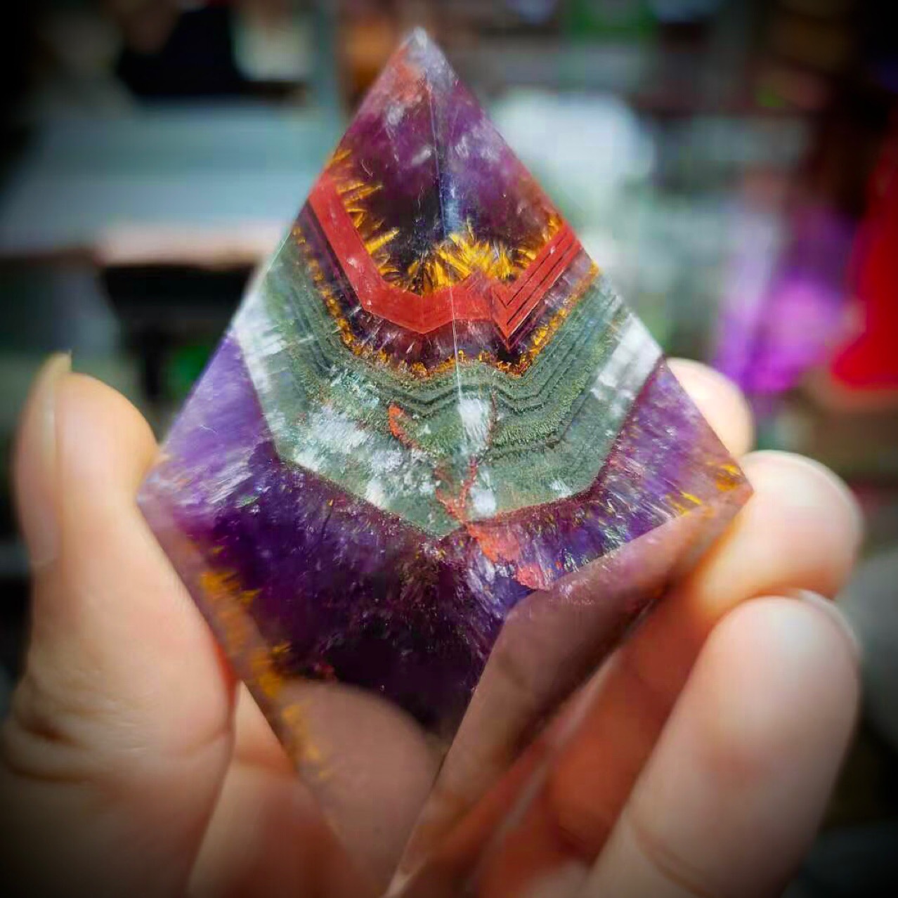 天然极光auralite23骨干水晶原矿原石摆件吊坠包含23种矿物质