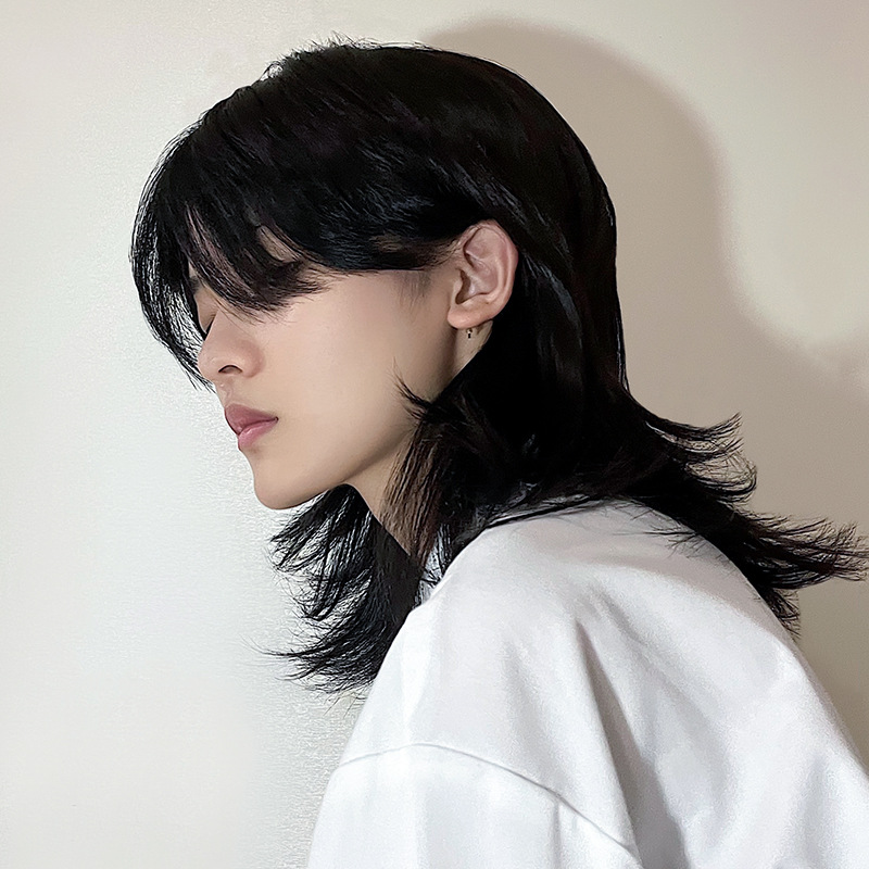 狼尾假发男女日系武士头长发韩版帅气网红同款鲻鱼头cos 全头套式