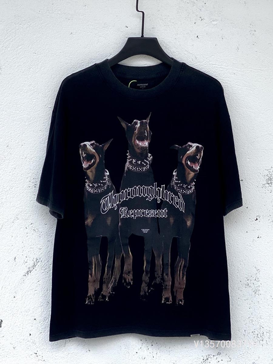 represent track杜宾犬小众潮牌美式夏季宽松男士情侣vtg短袖t恤