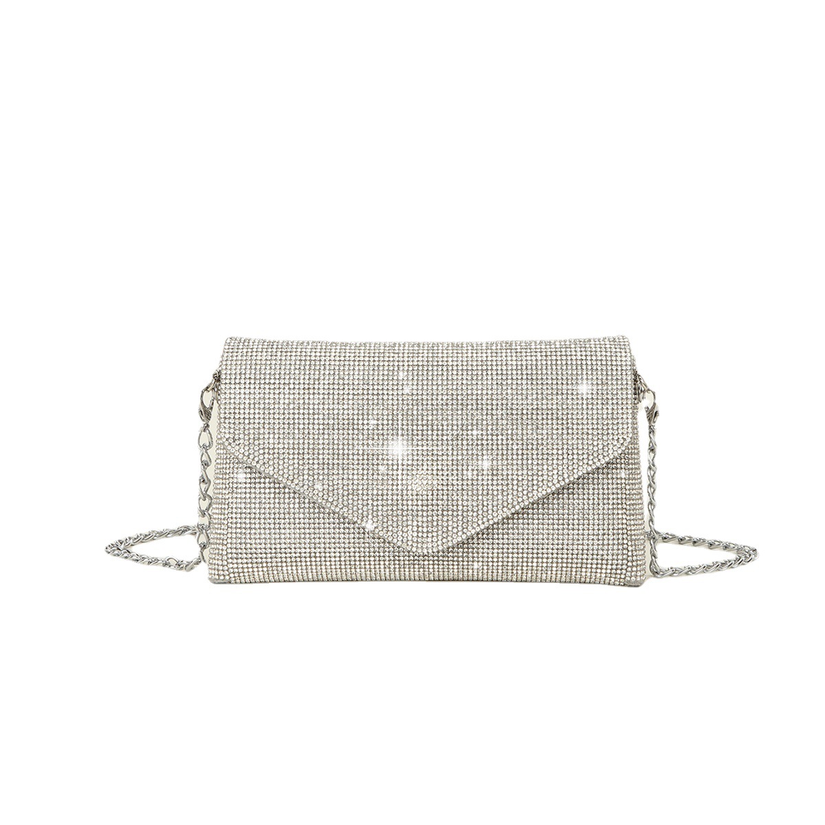 2023 New Cross-Border Rhinestone Diamond Flash Pu Envelope Mini Dinner Bag Chain Party Clutch Evening Bag