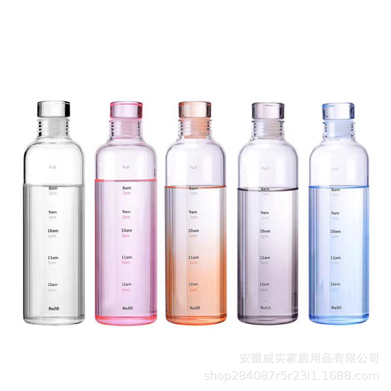 Time Scale Glass Heat Resistant Water Cup Good-looking Internet Celebrity Milk Tea Cup Drift Bottle Water Bottle Ins Style