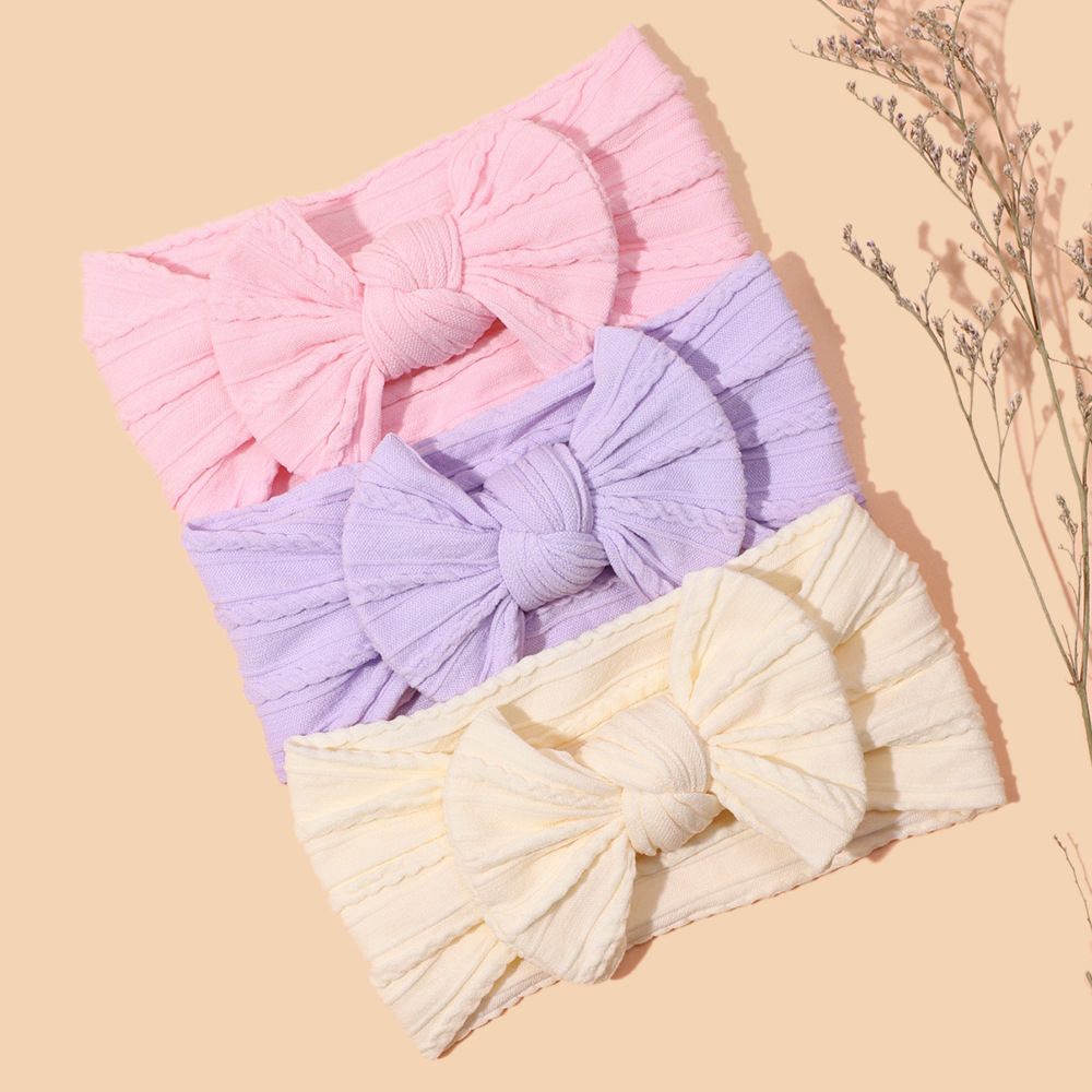 Europe and America Cross Border Children Hair Accessories Nylon Jacquard Bow New Color Baby Headband Baby Care Door Wide Hair Band