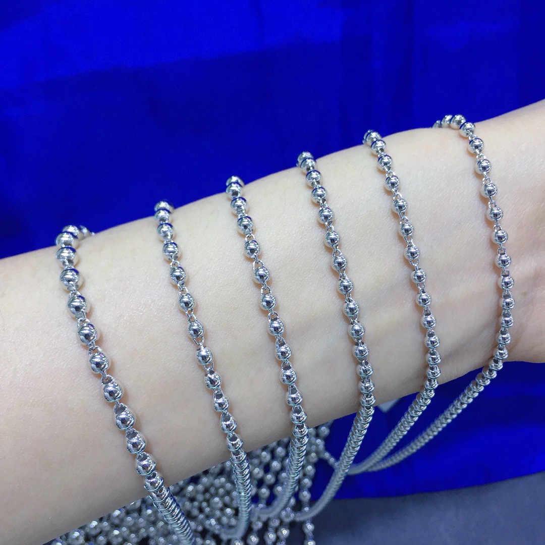 正品pt950铂金项链男款 光珠项链佛珠链白金链子纯金男士素链粗链