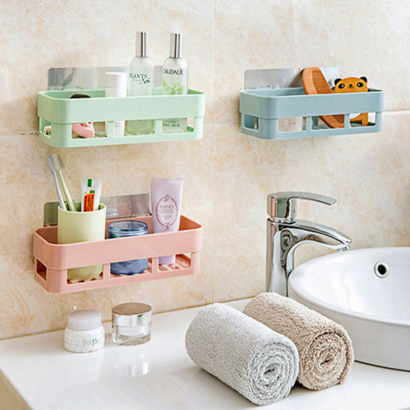 Bathroom Storage Box Punch-Free Bathroom Storage Rack Bathroom Accessories Plastic Wall Mount Shelf Storage Basket Washstand