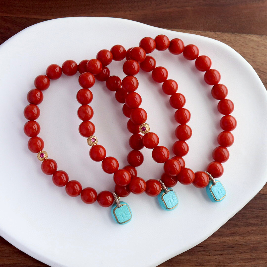 天然川料满肉柿子红南红手链南红玛瑙手串小红书抖音热款-阿里巴巴