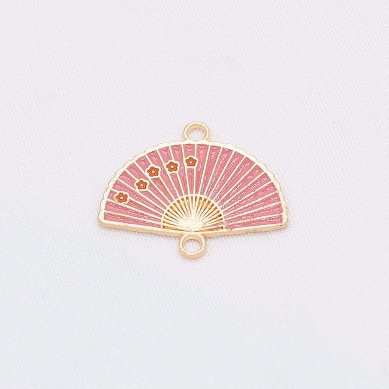 New Chinese Style Alloy Double Hanging Plum Dripping Fan Earrings Car Keychain Accessories Diy Decorative Pendant