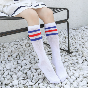儿童运动足球袜小学生舞蹈袜中长筒三条杠儿童白袜礼服校服表演袜