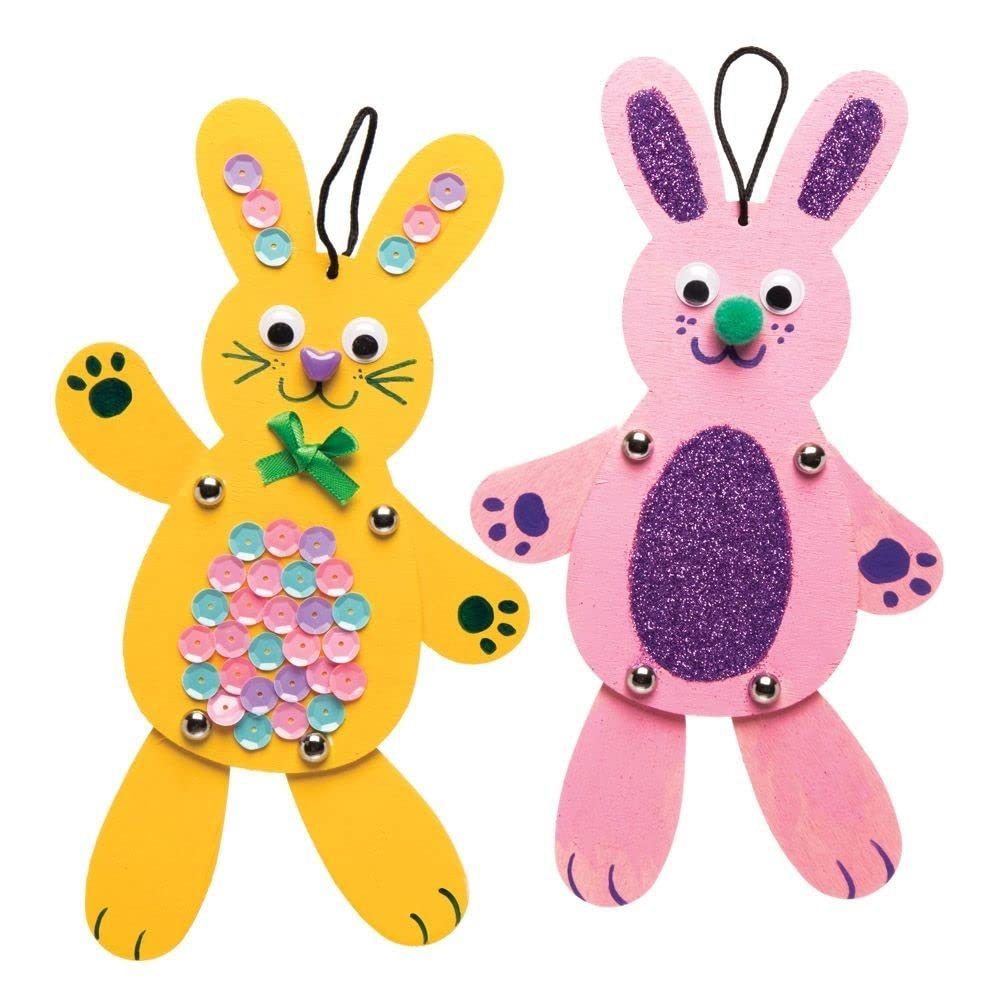 木制贝克罗斯书签 复活节diy手工制作提线兔子适合儿童缝制和装饰