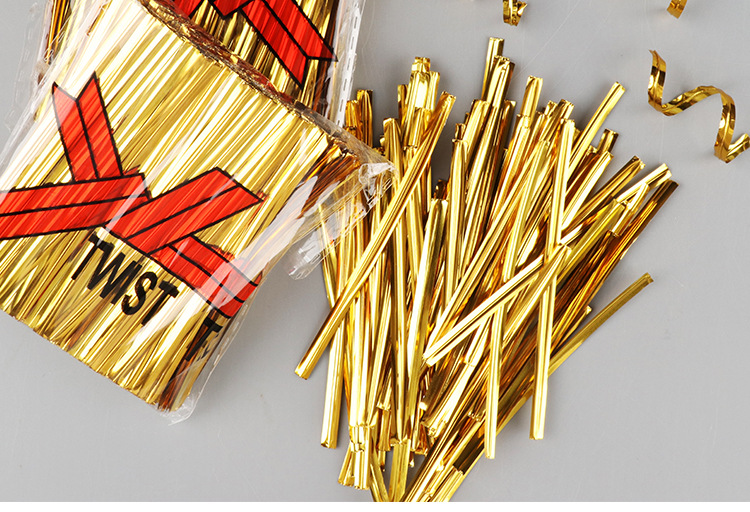 金线扎条礼品包装袋扎丝绑丝烘焙金色扎条扎带魔带金条扎花铁丝