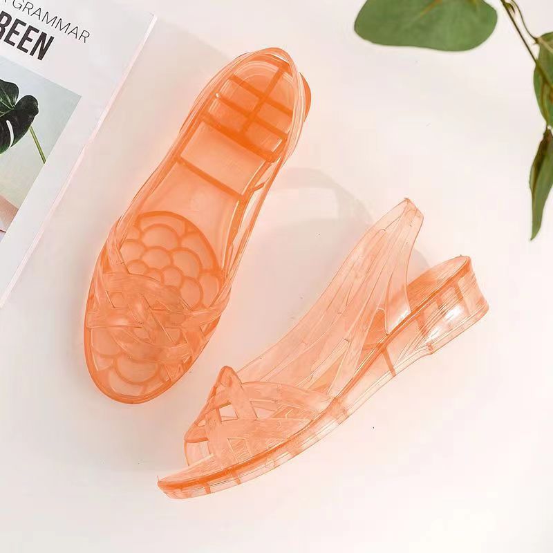 Summer Sandals New Comfort Fashion Crystal Wear-Resistant Jelly Transparent Outdoor Sandals
