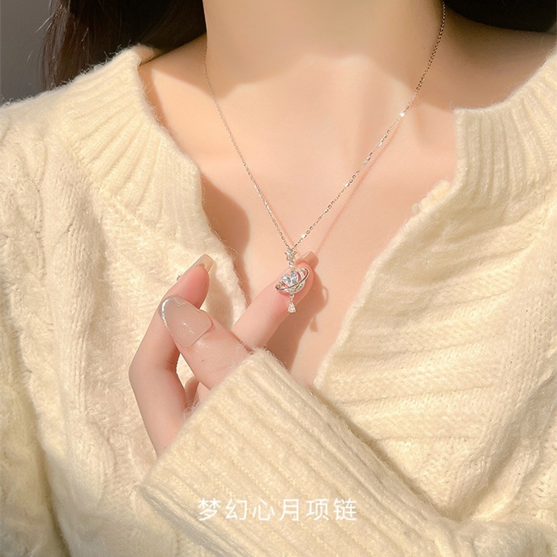 2024年新款星月项链女网红同款轻奢小众锁骨链520情人节礼物-阿里巴巴