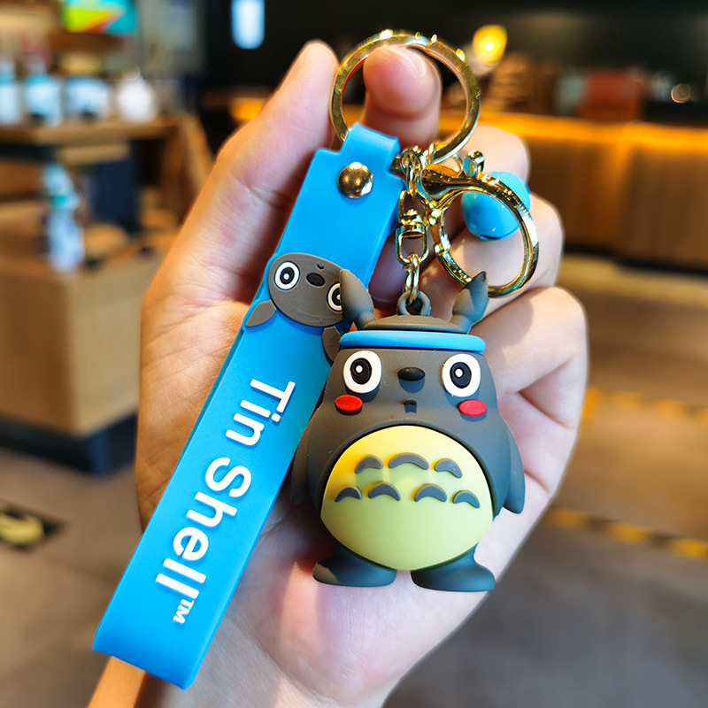 Cute Anime Hayao Miyazaki Little Totoro Keychain Doll Pendant Korean Cartoon Men and Women Creativity Hanging Ornament Crane Machine