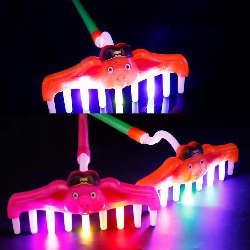 Pig Eight Ring Pork Chop Rake Light-Emitting Music Rake Journey to the West Novel Light-Emitting Toy Stall Hot Sale Toy