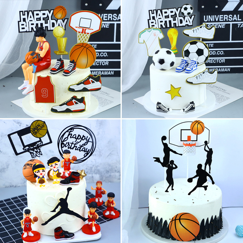 World Cup Cake Inserting Card Football Cake Plug-in Basketball Decorative Flag Decoration Baking Decoration