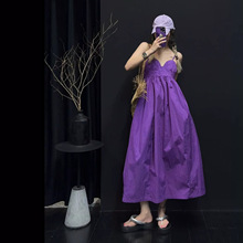 别致气质紫色吊带连衣裙女2024年新款甜辣法式显瘦初恋裙子女夏季