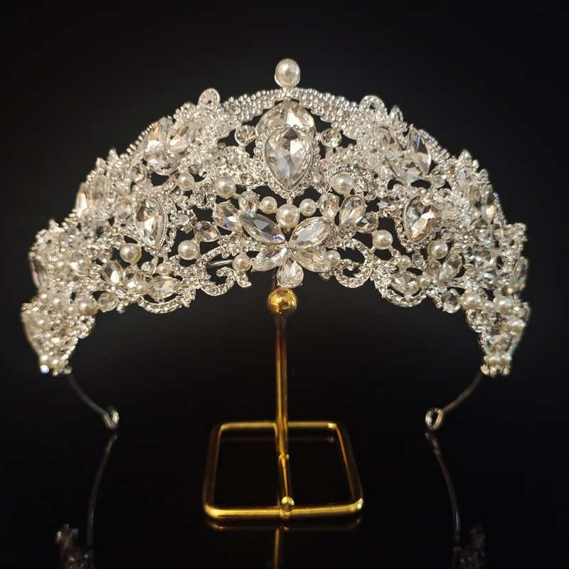 French Entry Lux Shiny Baroque Bridal Crown Headdress High-Grade Wedding Style Birthday Princess Wedding Dress Crown