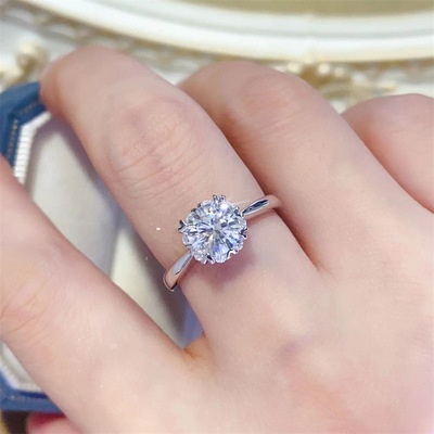 莫桑石钻戒女八围一心戒指50分一1克拉钻戒au750莫桑钻戒指不掉色