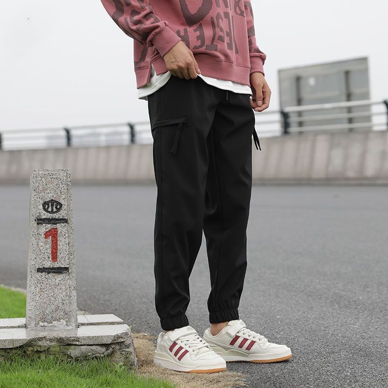 秋冬男士大码休闲裤子男宽松束脚多口袋工装裤