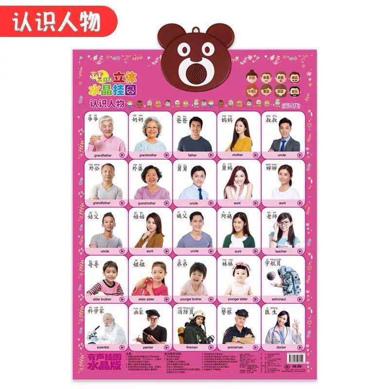 乖宝宝有声挂图幼儿童婴儿早教启蒙发声认识人物爸爸妈妈看图识字