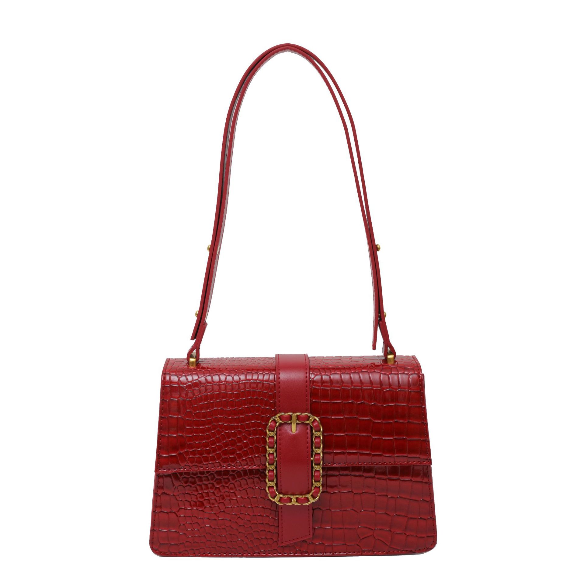 跨境鳄鱼纹单肩包新款时尚轻奢斜挎包简约百搭手拿包pu软皮包包女