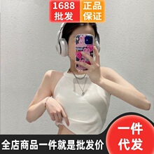 无袖打底工字白色西装内搭挂脖春秋女带胸垫文胸一体背心吊带上衣