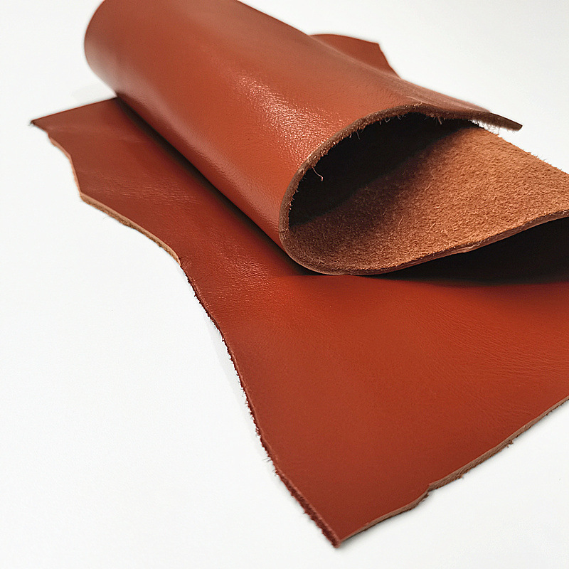 2mm厚头层牛皮整张牛皮橘红牛皮料手工diy子裁剪牛皮皮料