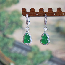 新中式复古时尚个性锆石绿色葫芦耳环高级感轻奢简约小众夏季耳饰