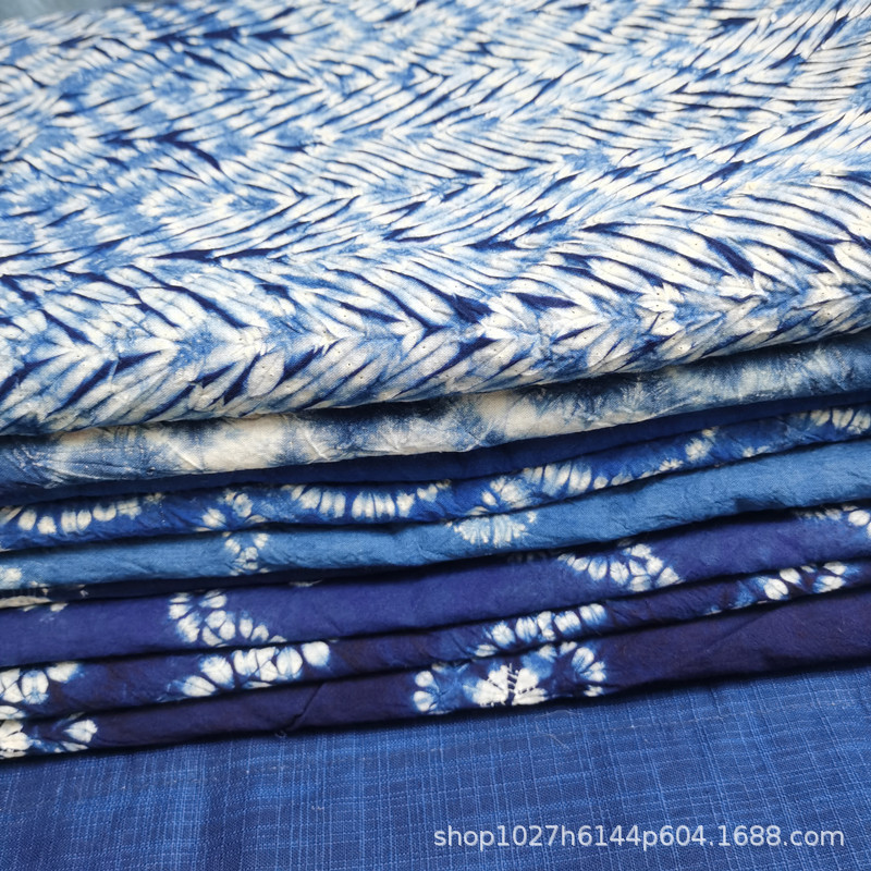 云兮蓝染 纯棉手工扎染布料大理白族扎染面料桌布桌旗装饰扎染布