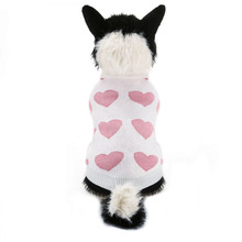 宠物衣服狗狗衣服针织爱心情侣粉色小狗毛衣新款跨境亚马逊猫衣服